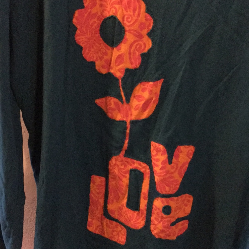 Old Navy “Flower Power” Teal Long Sleeve Tee - Picture 4 of 5